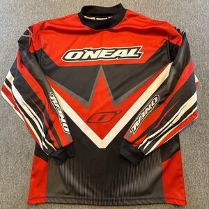 Vintage O'Neal MX Motocross Jersey Men's Med Red Black Dirt Bike Off-Road Racing